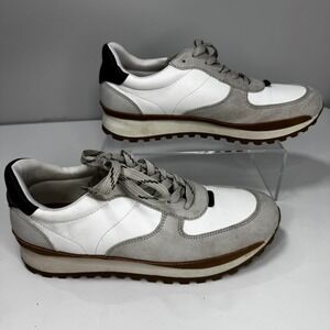 Universal Thread Womens Sz 8 White Grey Black Suede Trim Lace Up Sneakers